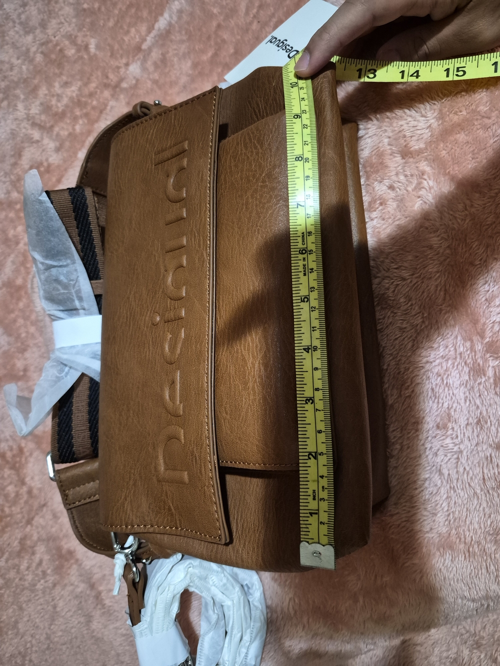 Desigual Brown Embossed Faux-Leather Crossbody Bag - Picture 14 of 14